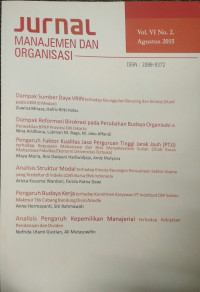 Jurnal Manajemen dan Organisasi Vol 6 No.2