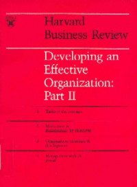 Developing an Effective Organization : Part II