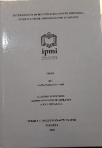 Determinants of IPO Stock Returns in Indonesia: Evidence from Indonesian Ipos in 2010-2019